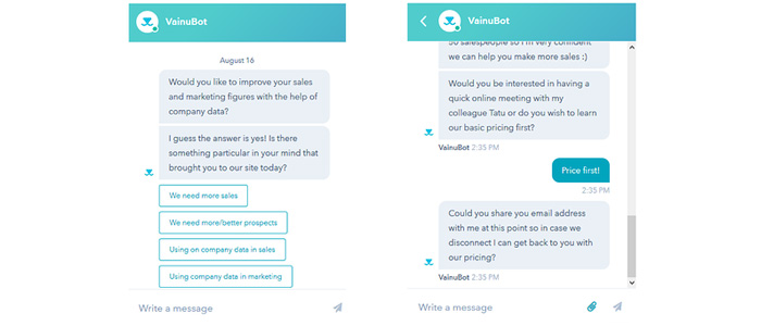 Vainu-bot-for-lead-generation-chatbot