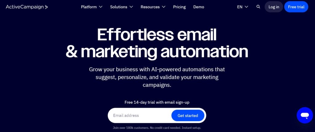 activecampaign - most recognized email automation tools - Baking AI