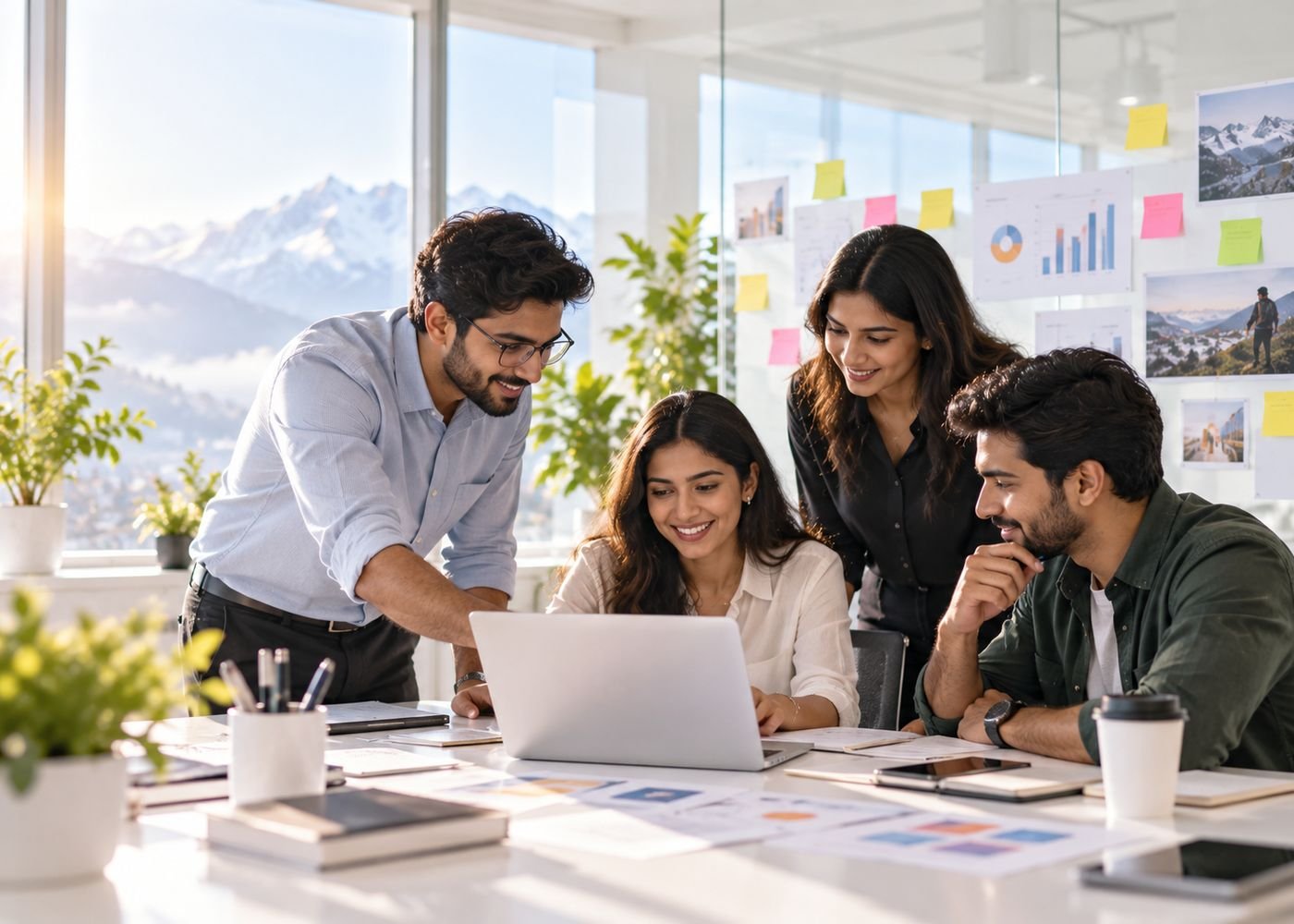 The Baking AI team collaborating around a laptop